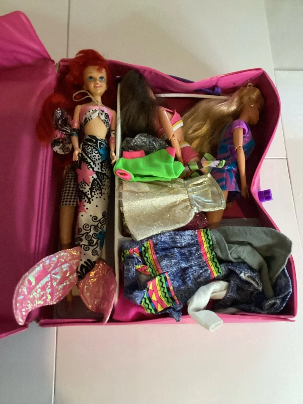 Vintage Barbie Lot Of 4; Ariel And Doll Case W/ Original Accessories & Clothing